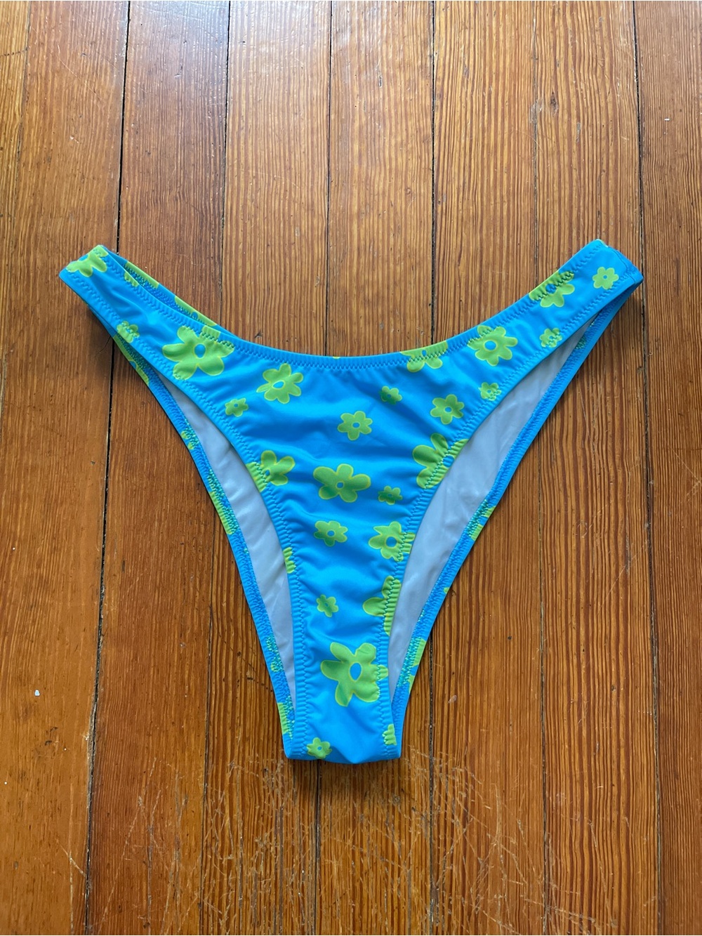 NWOT Heavy Manners High Cut Cheeky Bottoms in Miss August Blue Green Floral - Picture 2 of 9